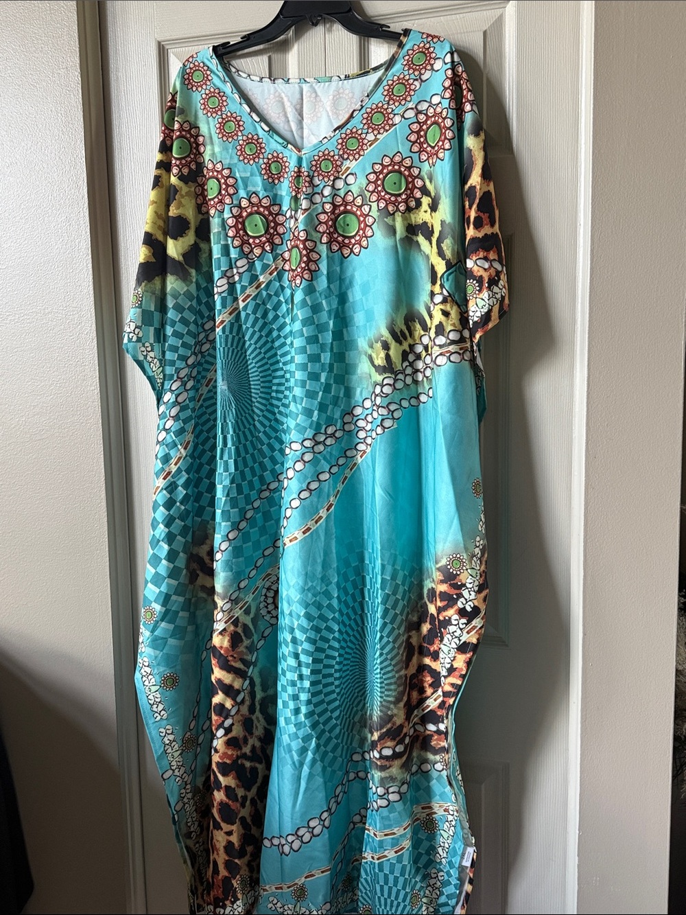 🌸HP 🌸Women's Plus Size Kaftan Bathing Suit Cover Up Batwing Dress Moroccan Mumu - Picture 9 of 11